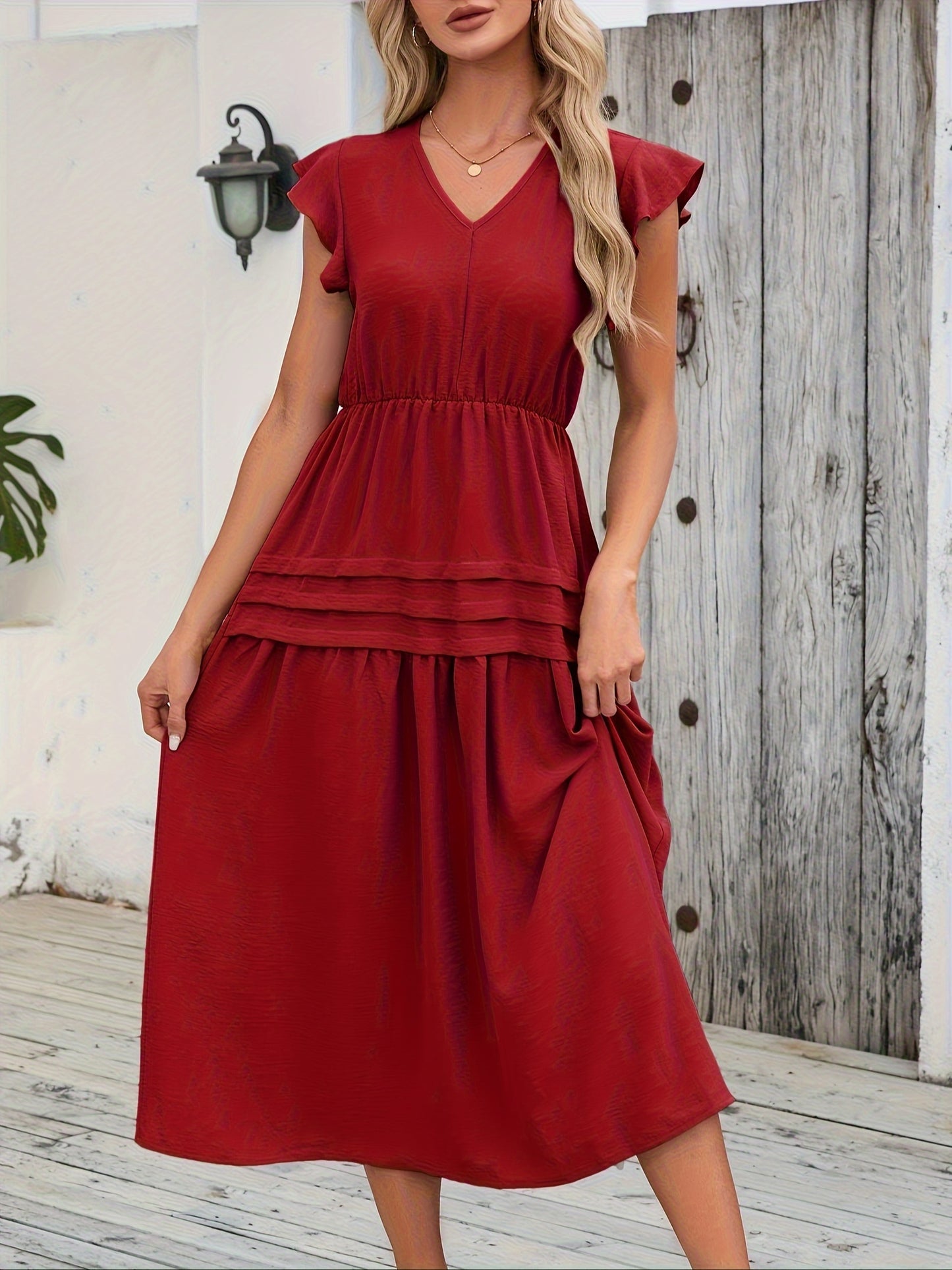 Salbeigrünes Midi-Sommerkleid - Emma