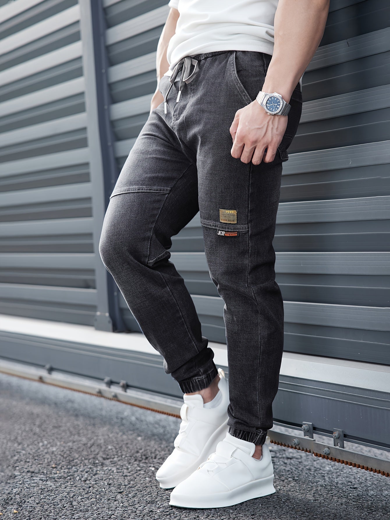 Dunkelblaue Jogger-Jeans mit Kordelzug - Tim