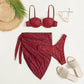 Amelia - Dreiteiliges Strandbikini-Set mit Blumenmuster