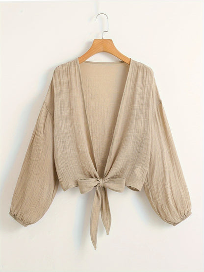 Beige Wickelbluse - Emma