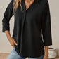 Schwarze Bluse mit V-Ausschnitt - Olivia