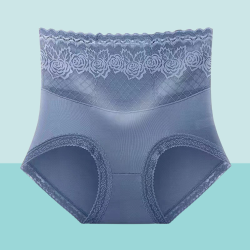 Blaue Spitzenunterwäsche mit Mesh – Elena