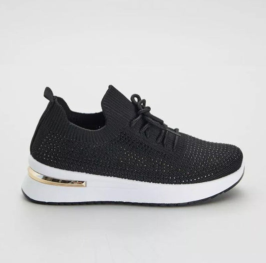 Lena - Elegante Damen-Stricksneaker Schwarz