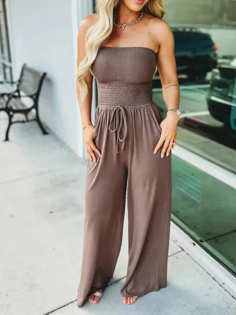 Sophia - Schulterloser Rosa Jumpsuit