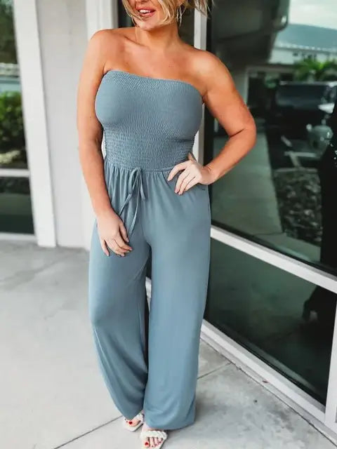 Sophia - Schulterloser Rosa Jumpsuit