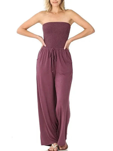 Sophia - Schulterloser Rosa Jumpsuit