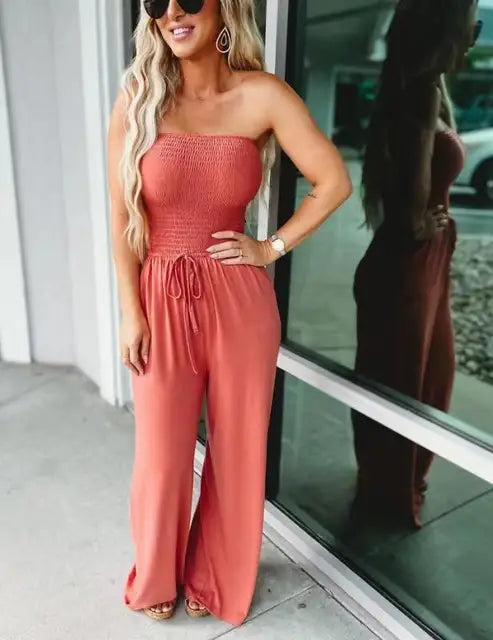 Sophia - Schulterloser Rosa Jumpsuit