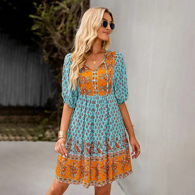 Sunflower Breeze - Gelbes Boho-Sommerkleid