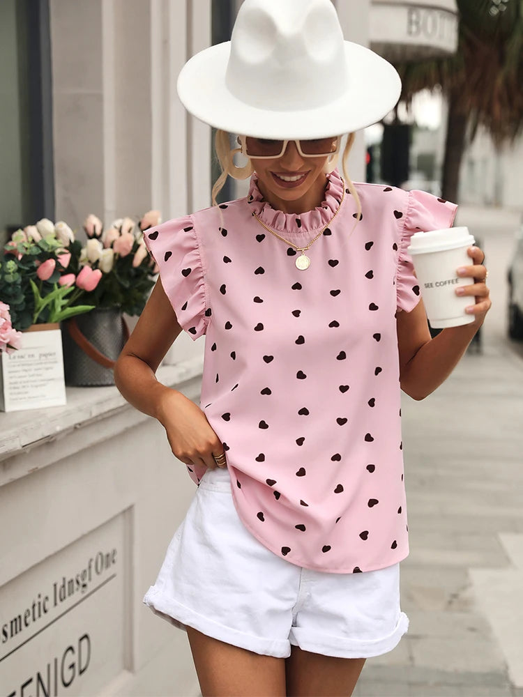 Mia - Roséfarbenes Shirt mit Herzmuster