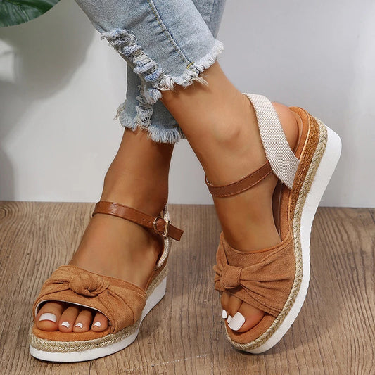 Chic Sommer-Espadrille-Sandalen mit Schnallenverschluss und Knotendetail