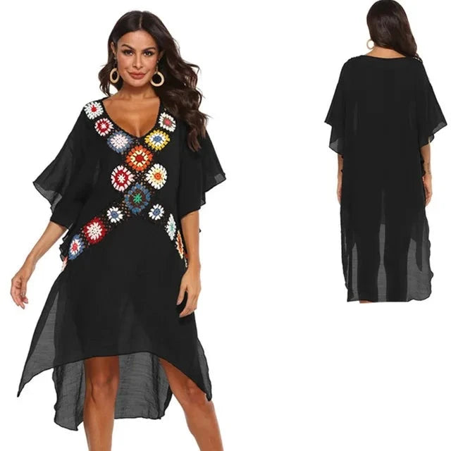 Weißes Boho-Kaftan-Kleid - Nadia