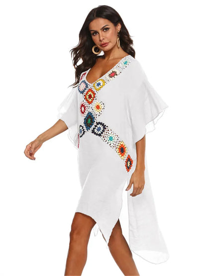 Weißes Boho-Kaftan-Kleid - Nadia