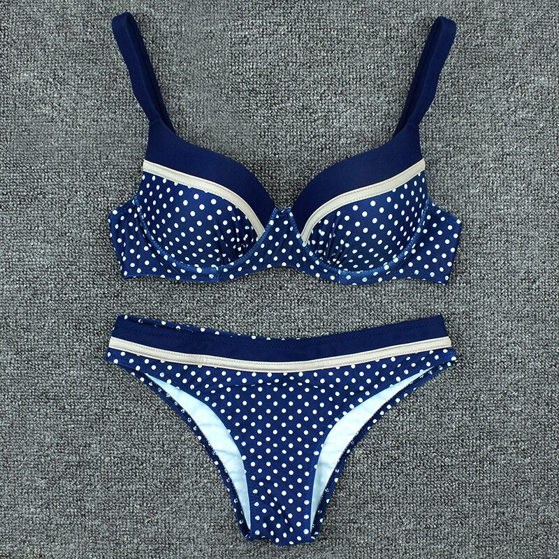 Eva - Gepunktetes Marineblaues Bikini-Set