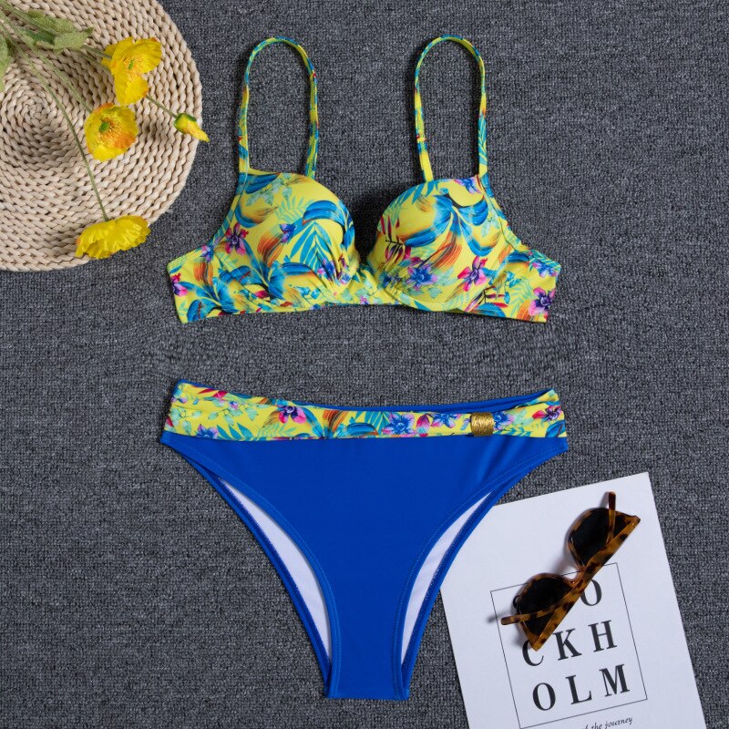 Luisa - Florales Blaues Bikini-Set