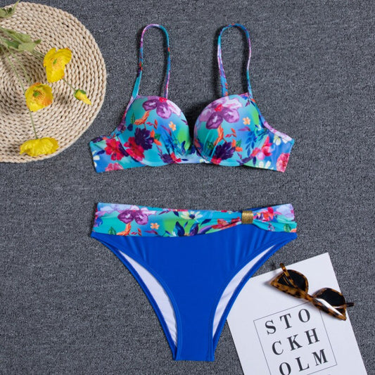 Luisa - Florales Blaues Bikini-Set