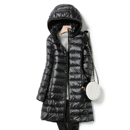 Schwarzer Damen-Winter-Pufferjacke – Lena