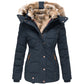 Elegante Winterjacke mit Fellfutter Damen – Schwarz