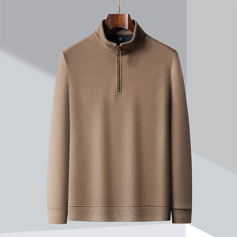 Grauer Seiden-Pullover mit Zipper - Elias