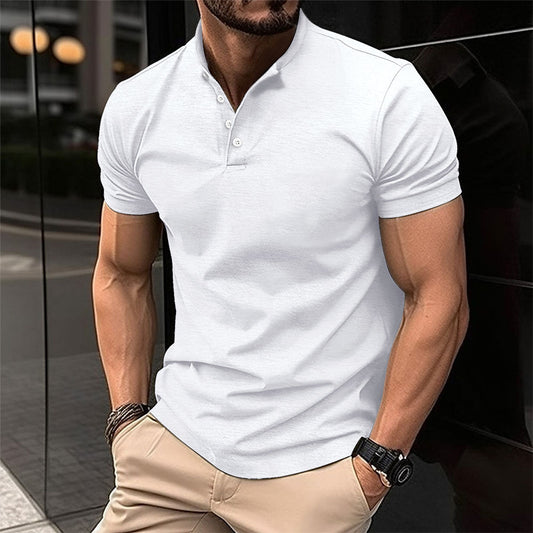 Lukas - Weißes Henley-Shirt