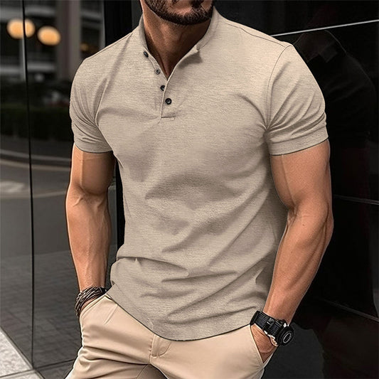 Lukas - Weißes Henley-Shirt