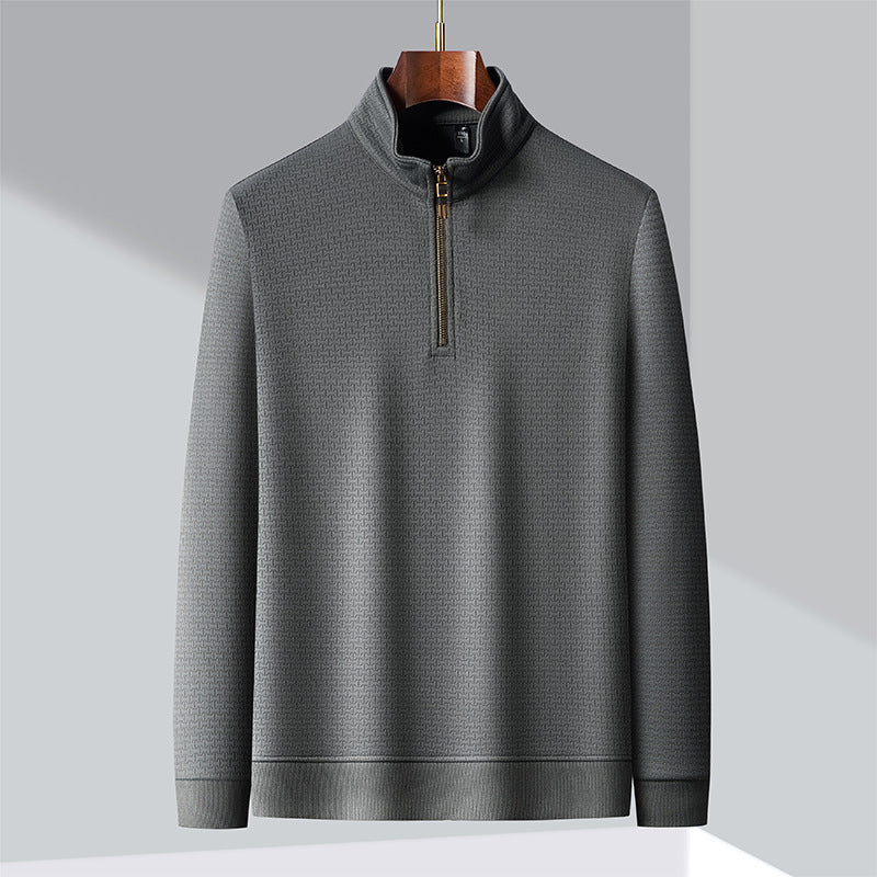 Grauer Seiden-Pullover mit Zipper - Elias