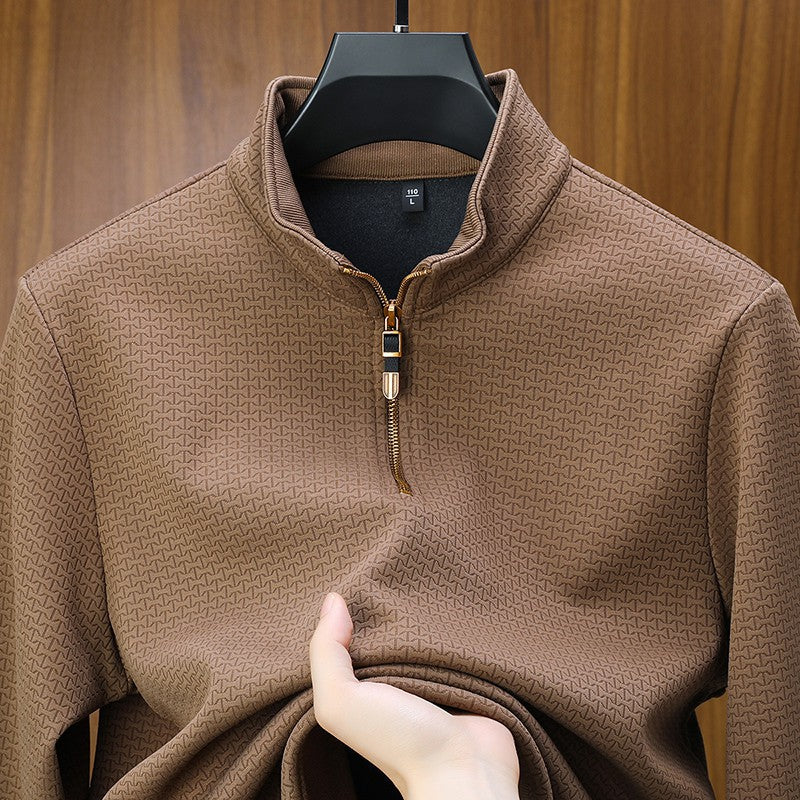 Grauer Seiden-Pullover mit Zipper - Elias