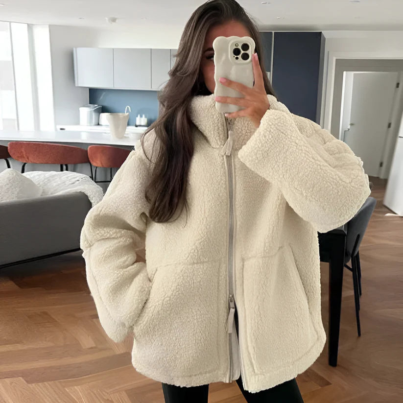 Kuschelige Fleecejacke Creme - Lena