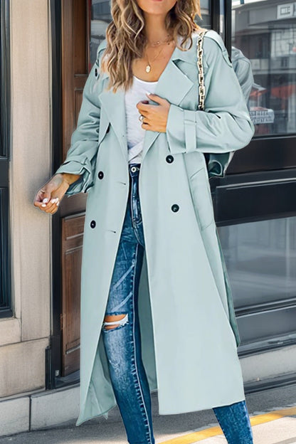 Zweireihiger Lange Trenchcoat Met Riem - Emily