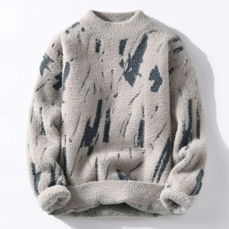 Grauer Strickpullover mit Kunstmuster - Leon