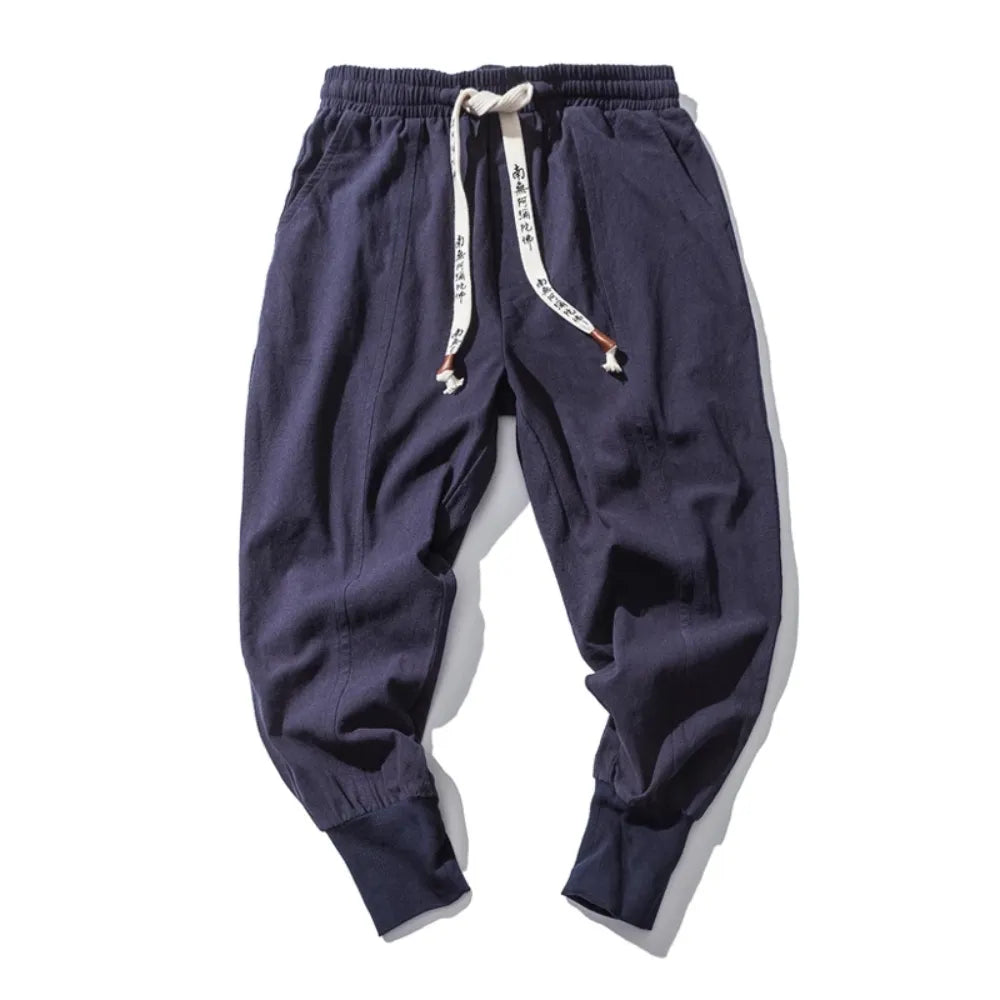 Dunkelblaue Herren Japan Style Jogginghose mit Kordelzug - Kenji