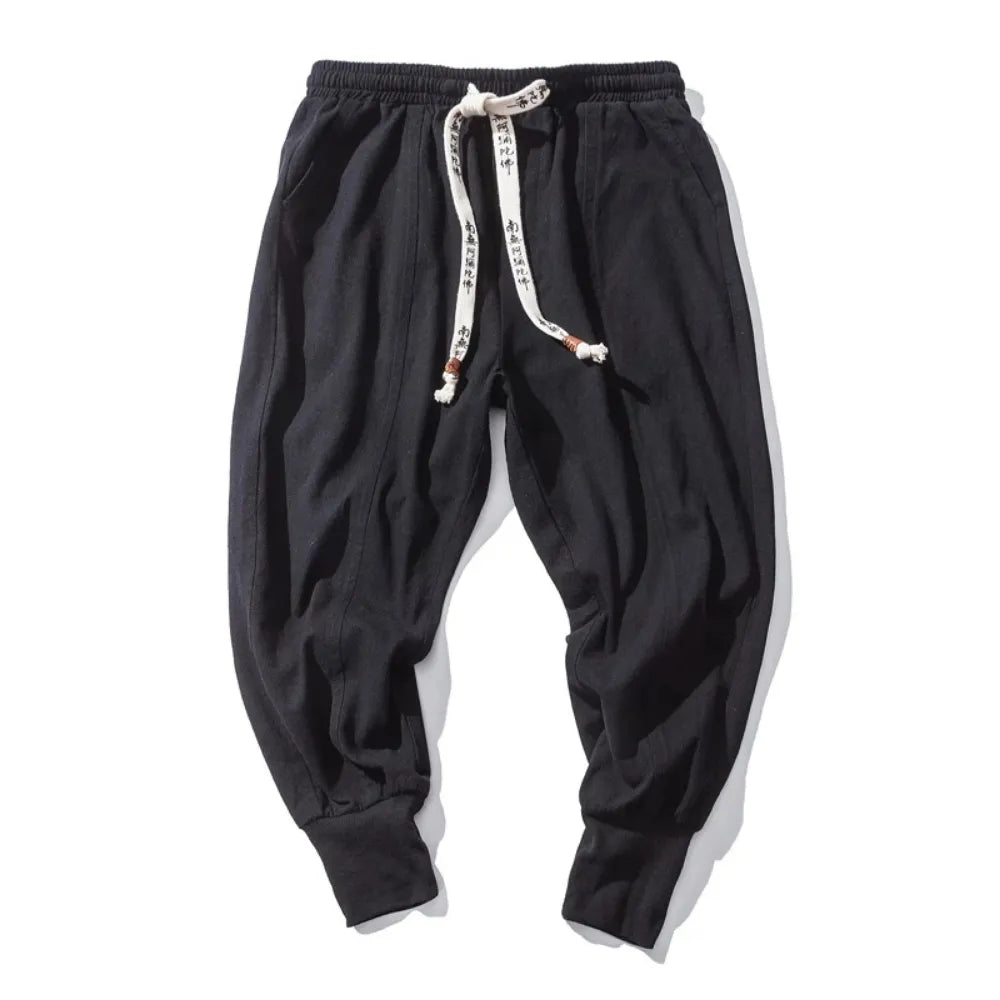 Dunkelblaue Herren Japan Style Jogginghose mit Kordelzug - Kenji