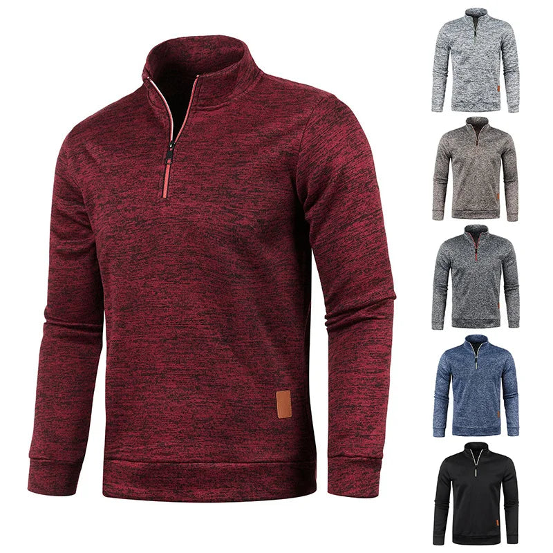 Roter BodyFit Halb-Zip Pullover - Max