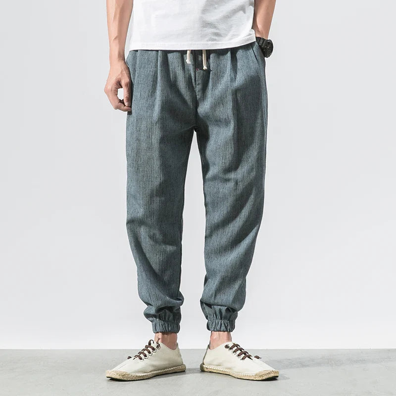 Schwarze Herren Sommerhose - "Luca" Leichte Jogger