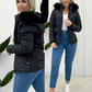 Weiße Steppjacke mit Fellkapuze – Anna