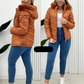 Weiße Steppjacke mit Fellkapuze – Anna