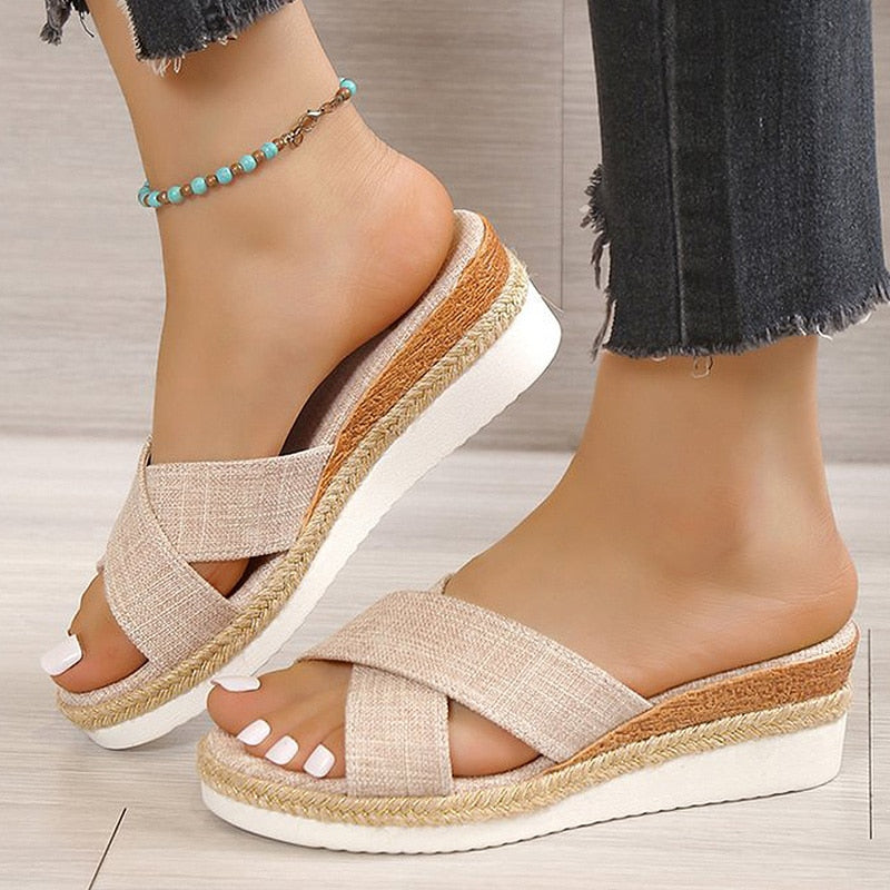 Elena Beige Espadrille-Sandalen