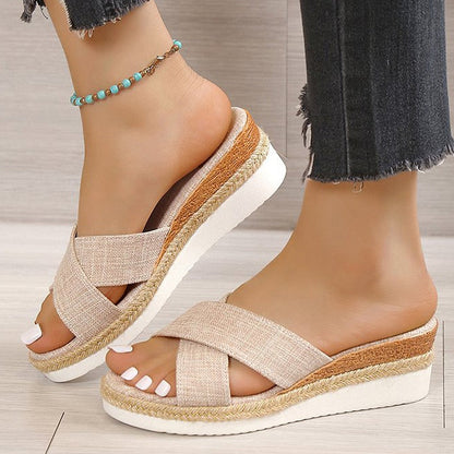 Elena Beige Espadrille-Sandalen