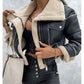 Schwarze Lederjacke mit Teddyfutter - Emilia