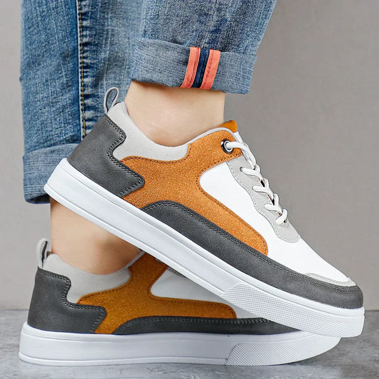 Weiß-graue Sneaker mit Kontrastdetails in Orange - Felix