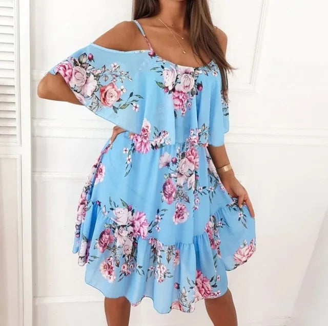 Lia – Blumen-Sommerkleid mit Schulterfrei-Design