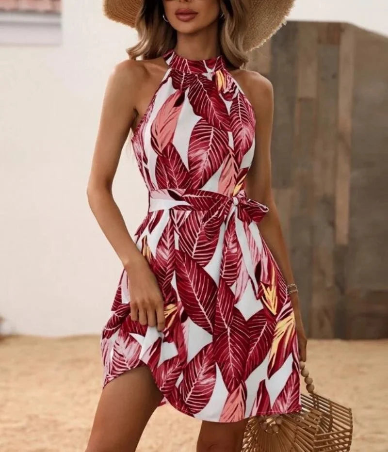 Nadja - Rotes Halfter-Sommerkleid