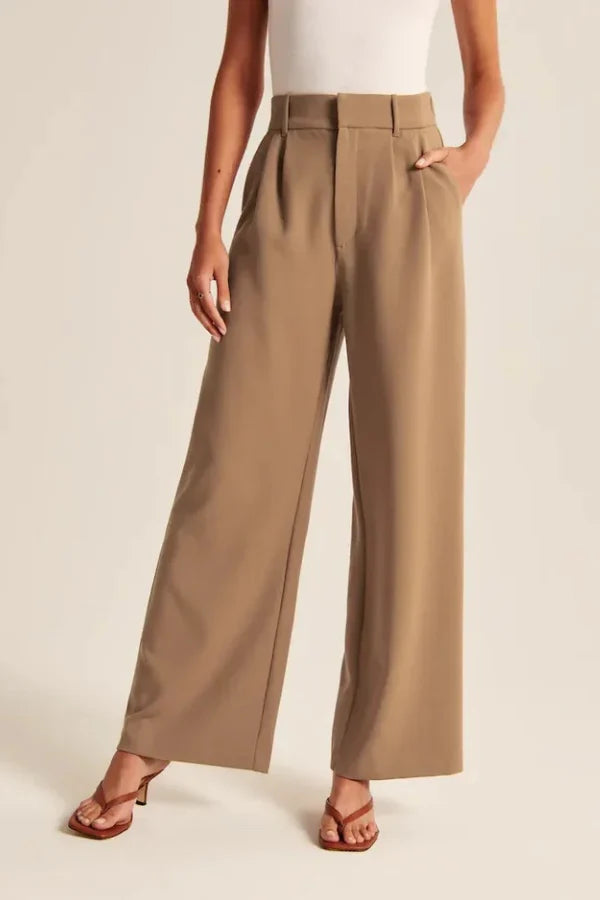 Braune Weite Tailored-Hose - Clara