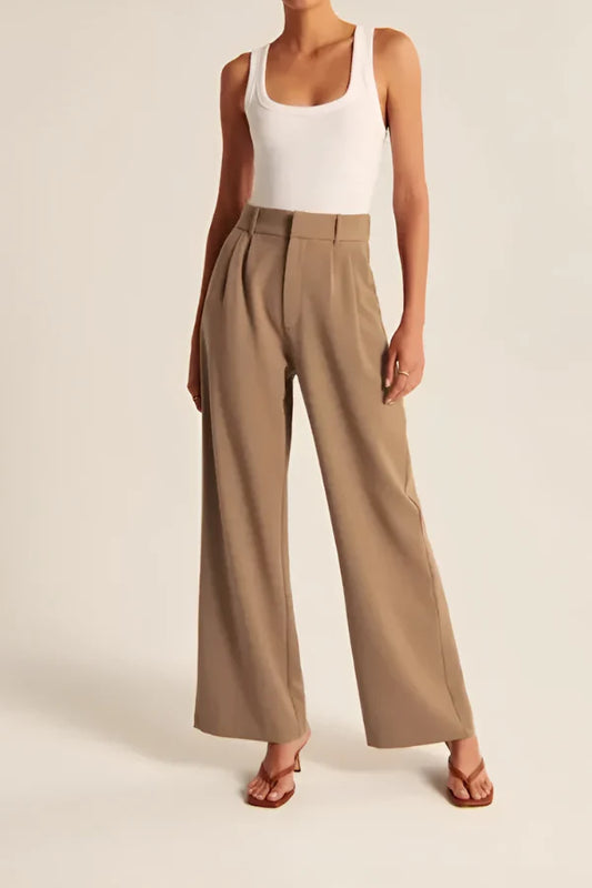 Braune Weite Tailored-Hose - Clara