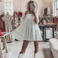 Glitzerndes Babydoll-Freizeitkleid mit schwingendem Schnitt