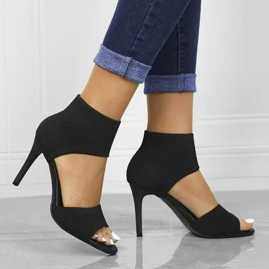 Mia - Schwarze Damen-Sockenpumps