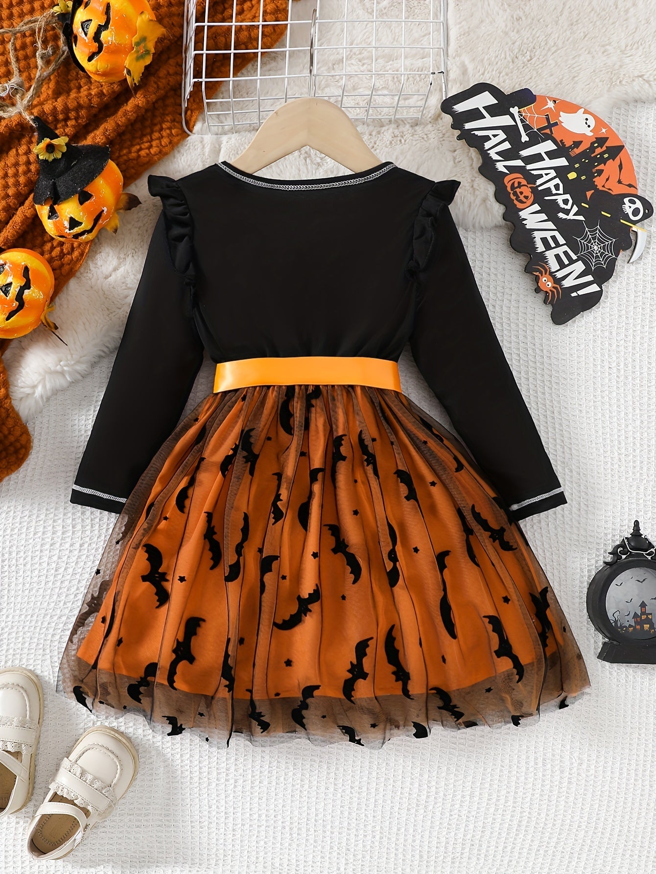 Halloween-Kleid Schwarz-Lila - Gruseliges Mädchenkostüm