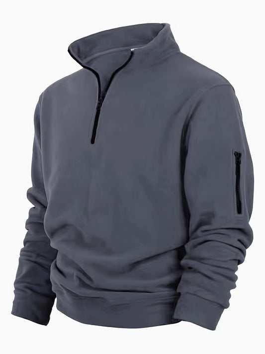 Grauer Zipper-Sweater - Leon