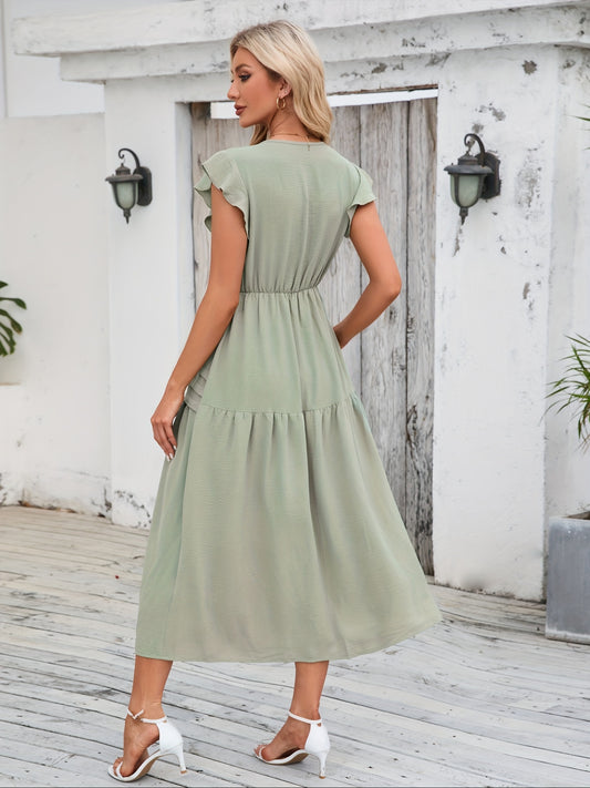 Salbeigrünes Midi-Sommerkleid - Emma