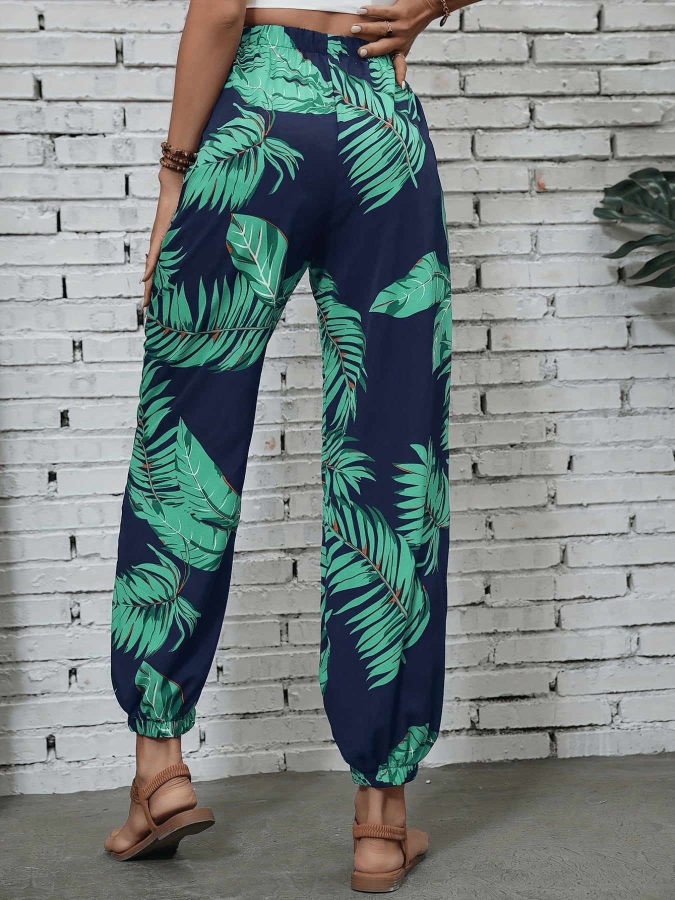 Schwarze Palmen-Print-Hose - Mia