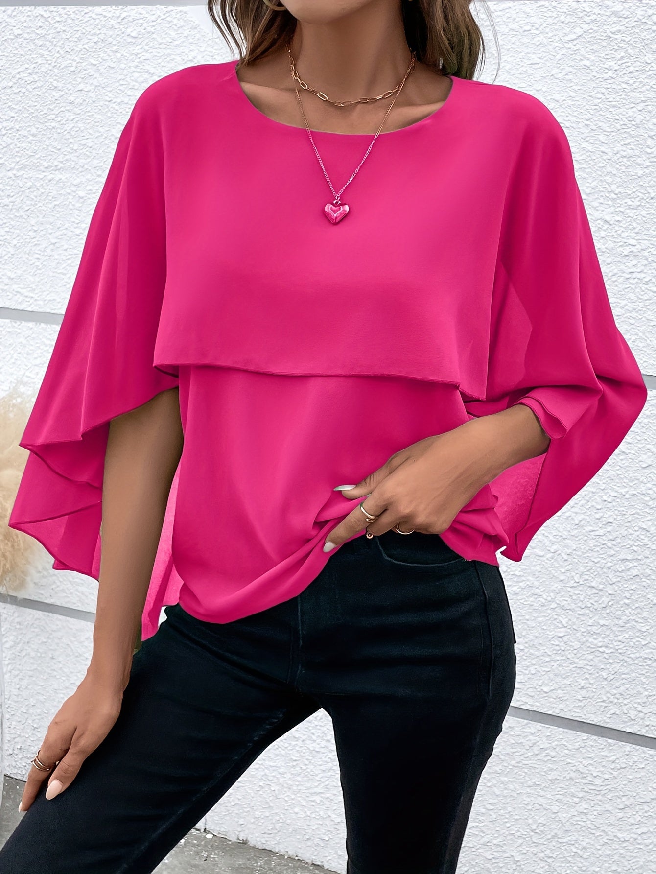 Rosa Chiffonbluse Cape - Isabelle